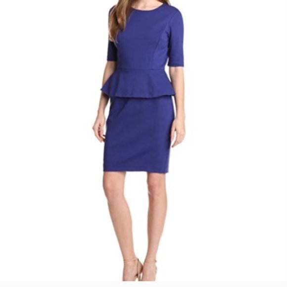 Trina Turk Women's Purplish Blue Peplum Pencil Dress Sz. M